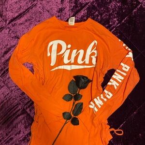 PINK Victoria's Secret Bold Orange Long Sleeve Tee